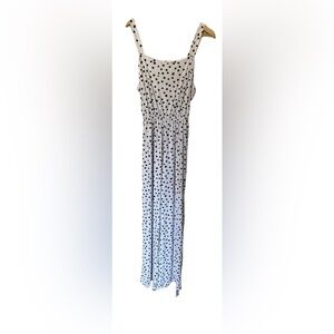 Cosmic Beauty white black Polka Dot Sleeveless Maxi pants jump suit size L